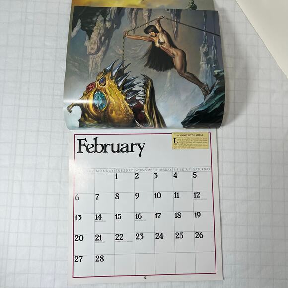 Vintage 1994 Boris Vallejo Mythology Calendar Unused same dates again in 2033 - Picture 6 of 16